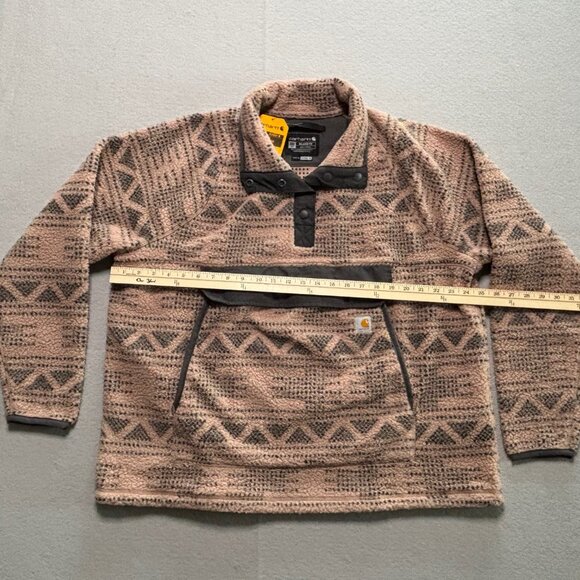 Carhartt Women’s Fleece Pullover Relaxed Fit Geo Aztec Warm Taupe Size XXL / 2XL - Picture 7 of 13